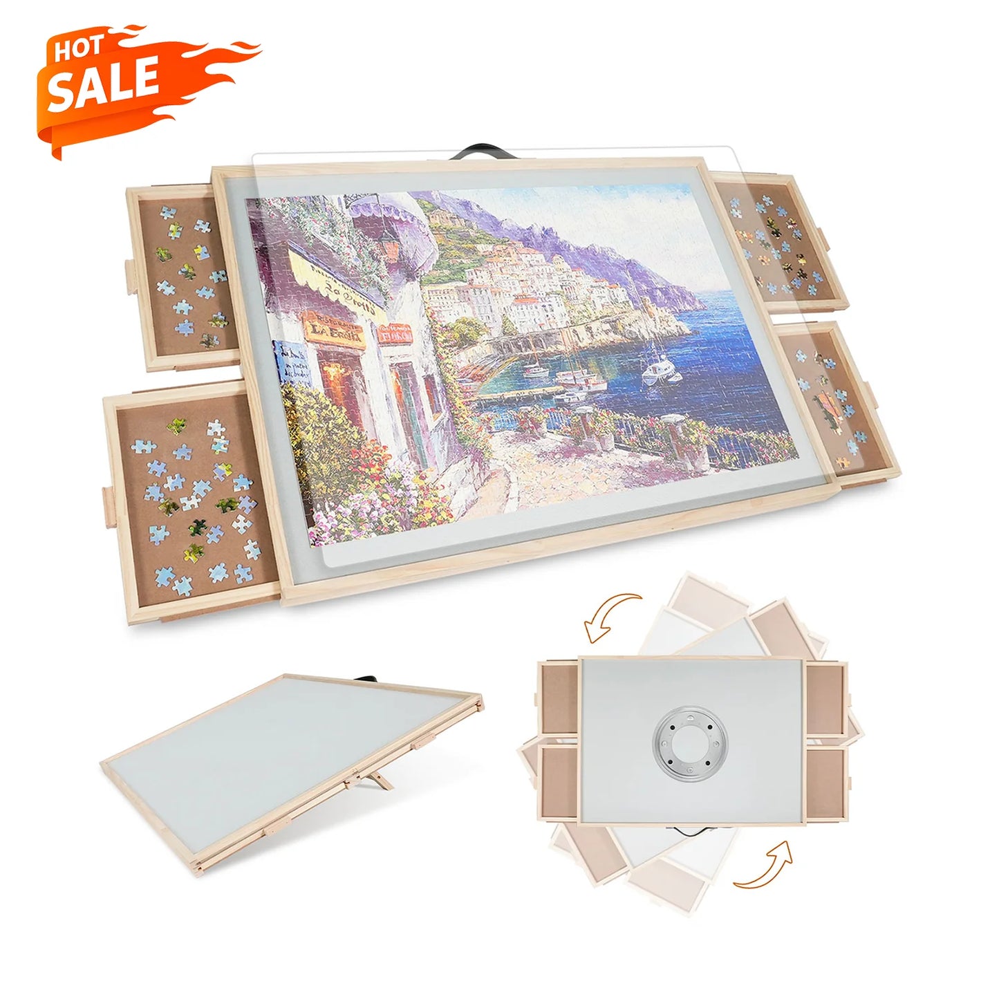 2-in-1 Rotating Tilted Jigsaw Puzzle Board