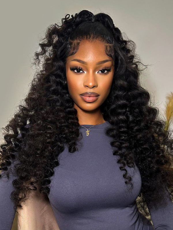 Bouncy Boba Wand Curls With Voluminous Density Pre-Plucked Pre Cut 7x5 13x4 Ready To Go Lace Wigs