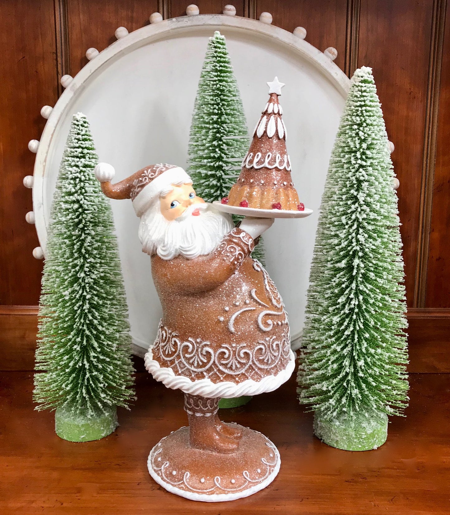 Christmas Ornaments Resin Santa Claus with Gingerbread House