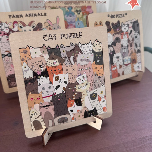 Stacking Cat, Dog, Farm Park, Little Monster Coloring Book Alien Jigsaw Puzzles