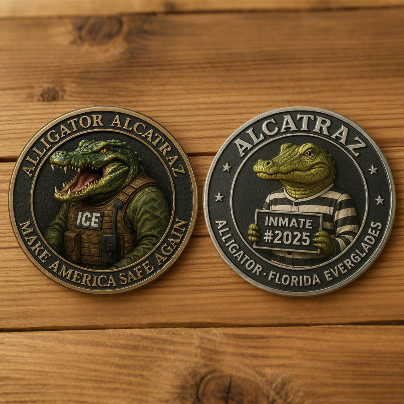 🏆Flash Sale 60% OFF - 🐊⛓️Alligator Alcatraz Inmate Mugshot Coin