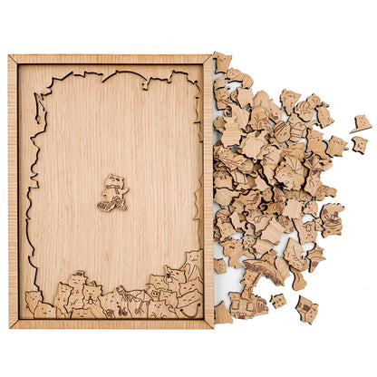 100 pcs Cat and Dog Shaped Wooden Jigsaw Puzzles