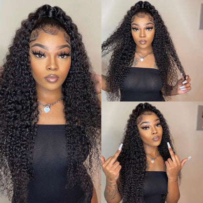 Black Curly Hair 13x4 HD Lace Front Wig Pre Plucked Hairline