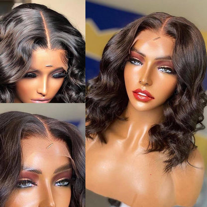 New Short Bob Deep Wave Black Wig For Women
