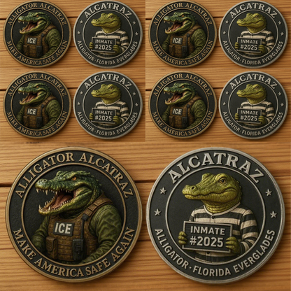 🏆Flash Sale 60% OFF - 🐊⛓️Alligator Alcatraz Inmate Mugshot Coin