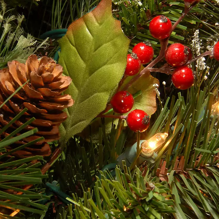 Pre-Lit Wintry Pine Christmas Wreath