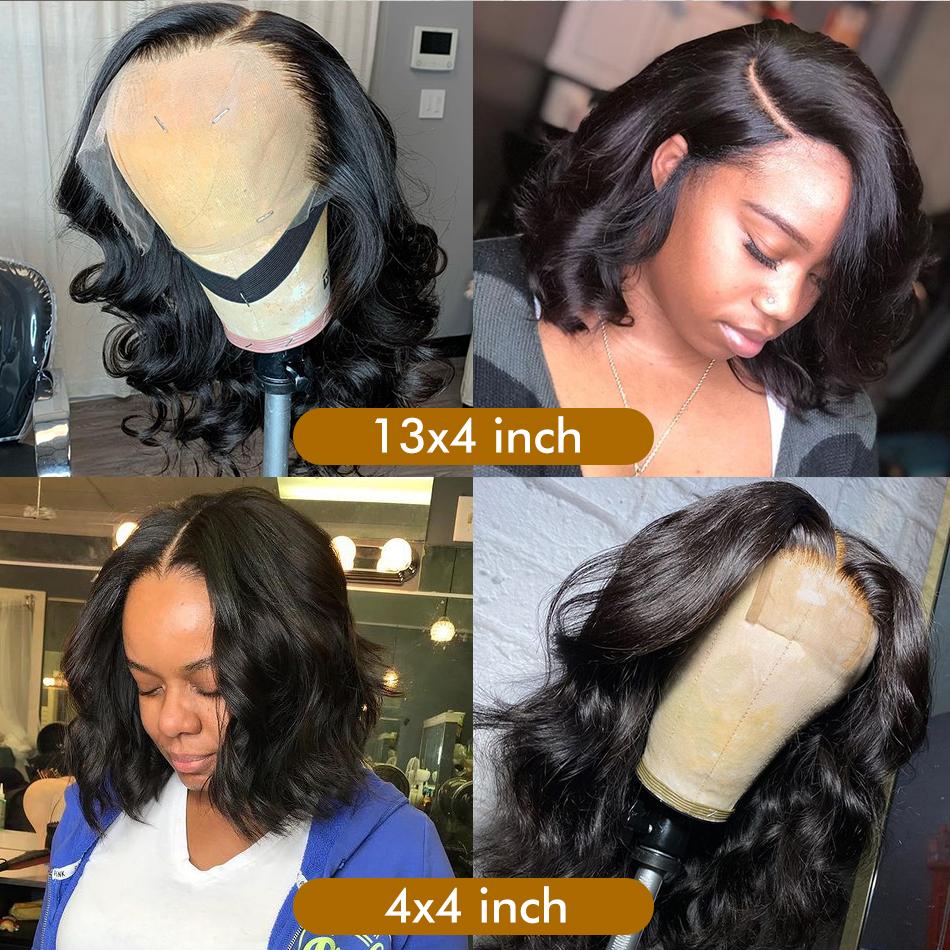 New Short Bob Deep Wave Black Wig For Women