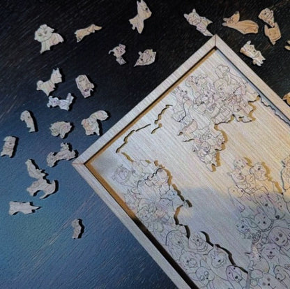 100 pcs Cat and Dog Shaped Wooden Jigsaw Puzzles