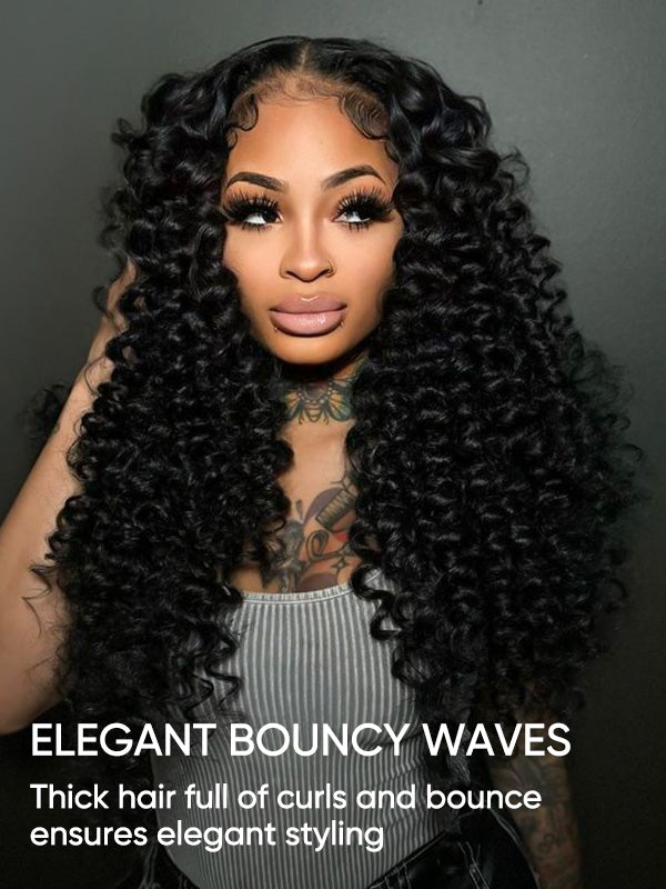 Bouncy Boba Wand Curls With Voluminous Density Pre-Plucked Pre Cut 7x5 13x4 Ready To Go Lace Wigs
