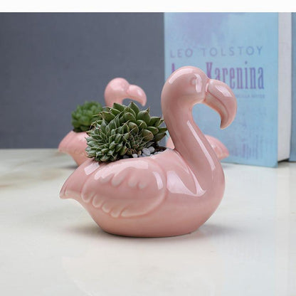 2-Piece Pink Flamingo Succulent Plant Pots