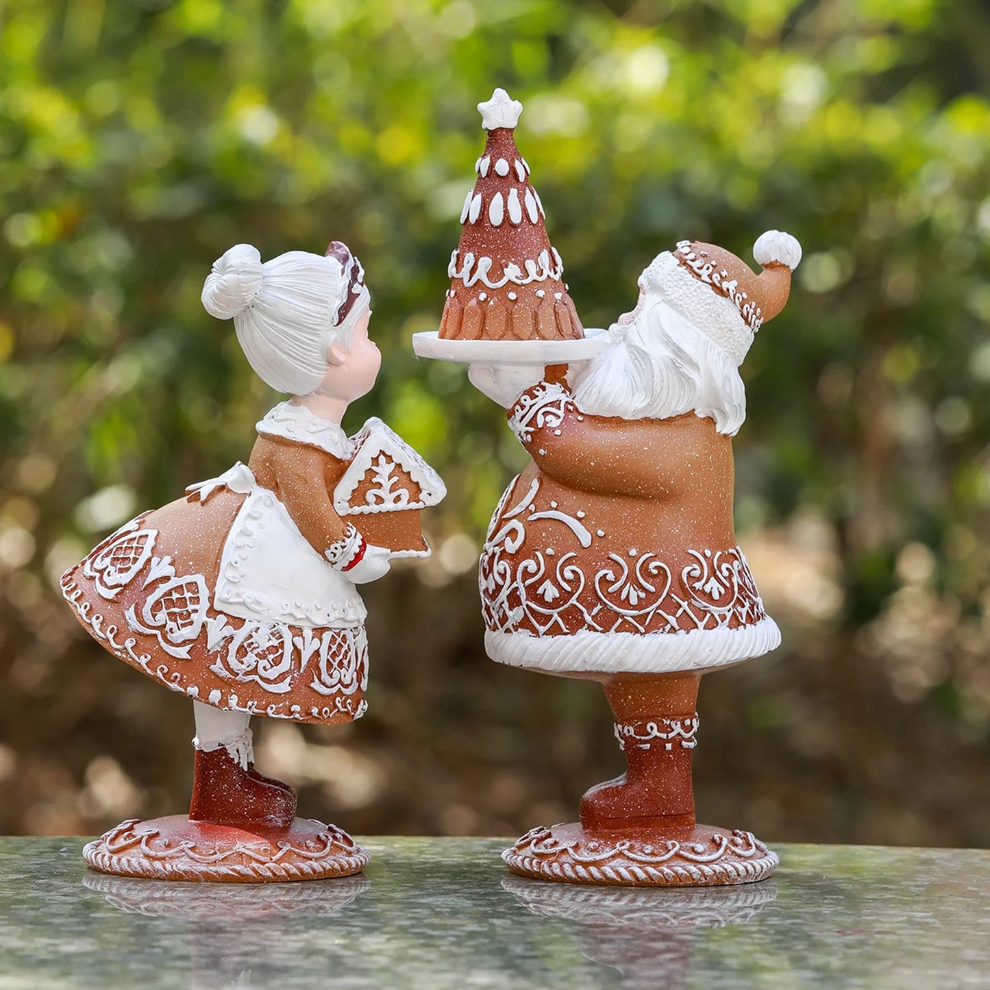 Christmas Ornaments Resin Santa Claus with Gingerbread House