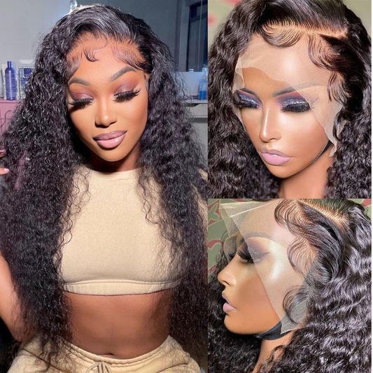 Black Curly Hair 13x4 HD Lace Front Wig Pre Plucked Hairline