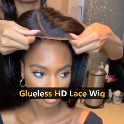 Charming and Elegant Mid-Part No Glue Long Straight Black Wig