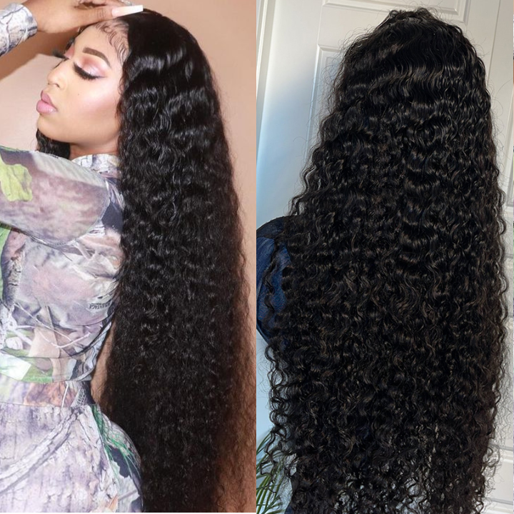 Black Curly Hair 13x4 HD Lace Front Wig Pre Plucked Hairline