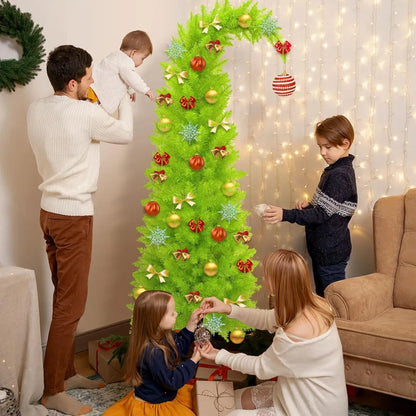 6FT Grinchs Christmas Tree with Flexible Branches - Whimsical Design Perfect for Yard, Includes Sturdy Stand for Outdoor & Indoor Use