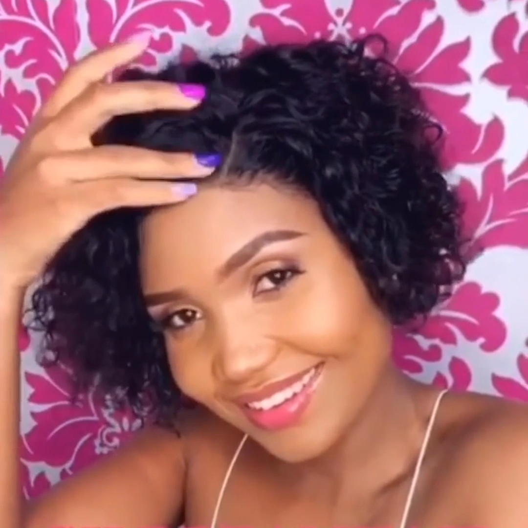 Black 6 Inch Short Wig Bob Curly Hair