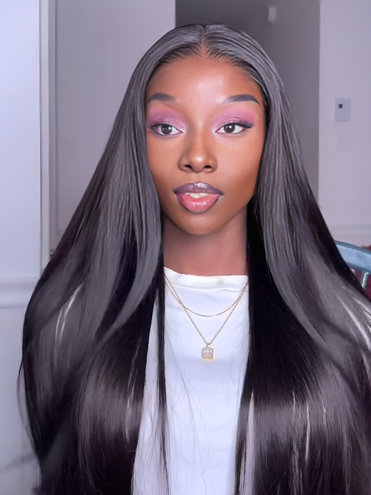 Brazilian Black Glueless Straight Hair For Women Natural Wig