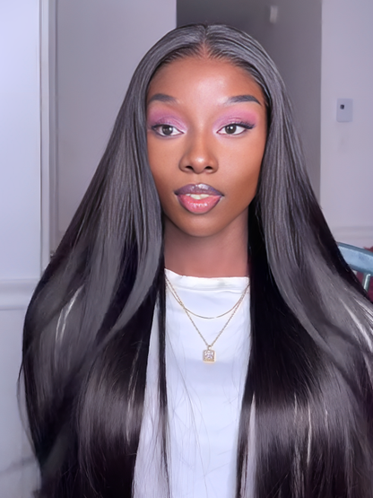 Brazilian Black Glueless Straight Hair For Women Natural Wig