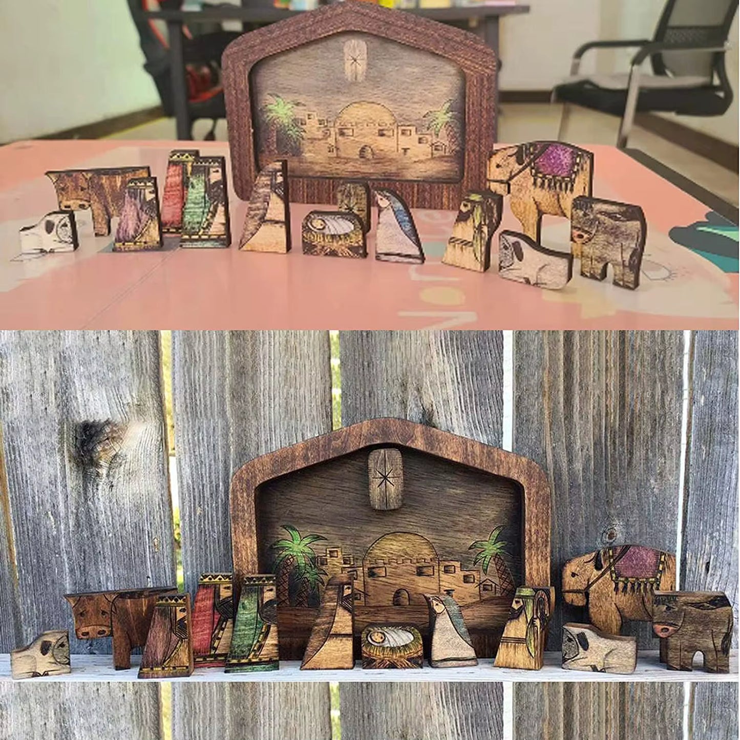 Handmade Wooden Nativity Set Puzzle