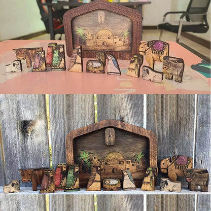 Handmade Wooden Nativity Set Puzzle