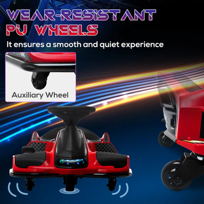 Aosom 12V Electric Drifting Go Kart w/ Slow Start, Music, Lights, Red