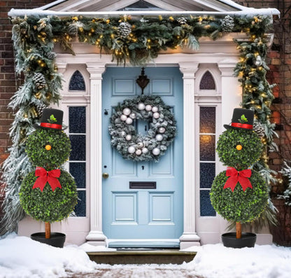 33''Boxwood Snowman Christmas Topiary