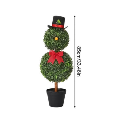 33''Boxwood Snowman Christmas Topiary