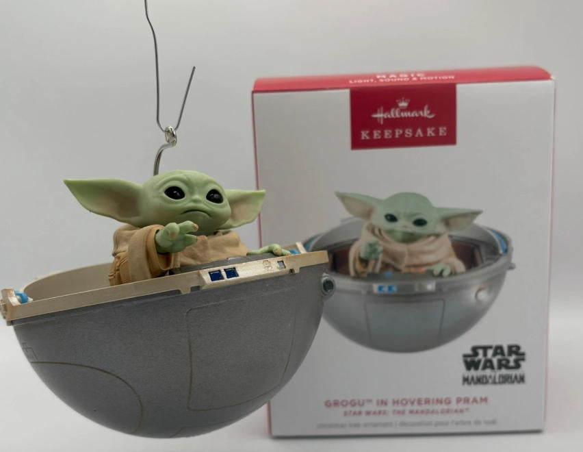 The Mandalorian Grogu in Hovering Pram With Light, Sound and Motion