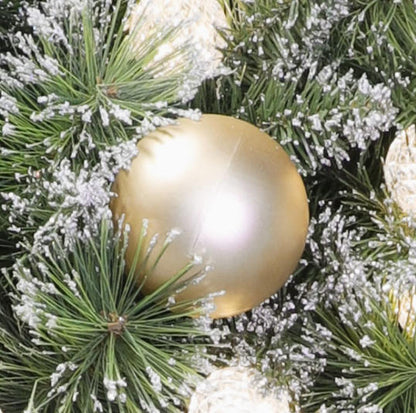 Holiday Living Pre-Lit Decorated Wreath With Champaign Ball Ornaments