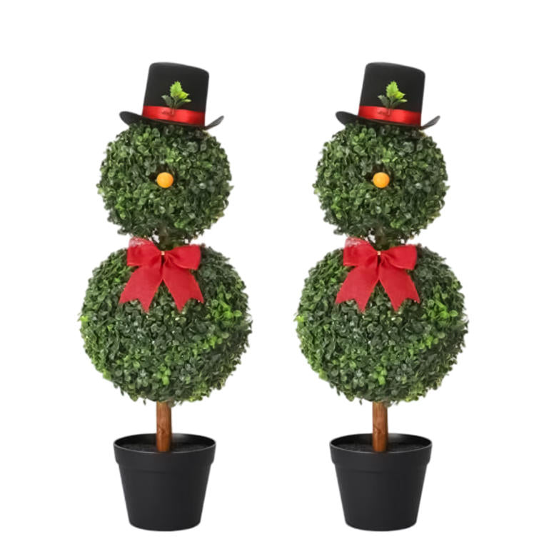 33''Boxwood Snowman Christmas Topiary