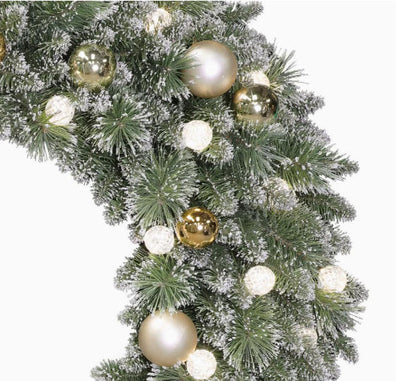 Holiday Living Pre-Lit Decorated Wreath With Champaign Ball Ornaments