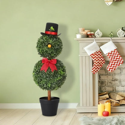 33''Boxwood Snowman Christmas Topiary