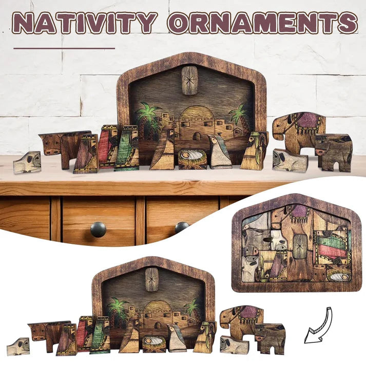 Handmade Wooden Nativity Set Puzzle