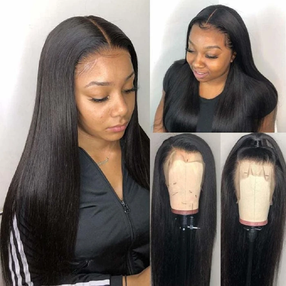 Charming and Elegant Mid-Part No Glue Long Straight Black Wig