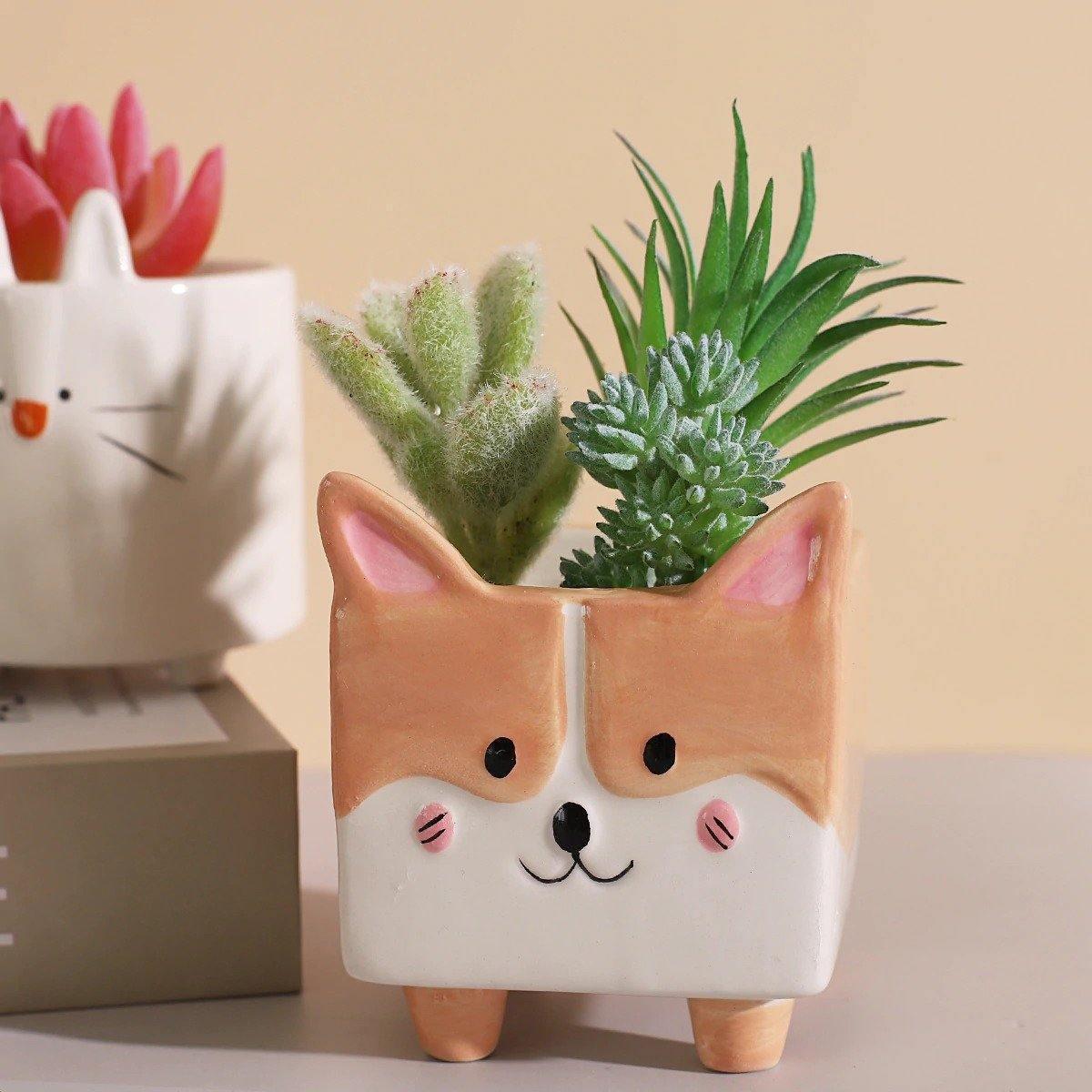 Square Animal Ceramic Succulent Planters