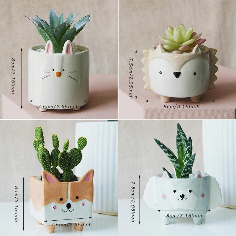 Square Animal Ceramic Succulent Planters