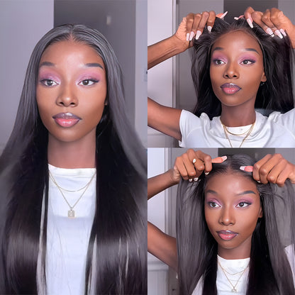 Brazilian Black Glueless Straight Hair For Women Natural Wig