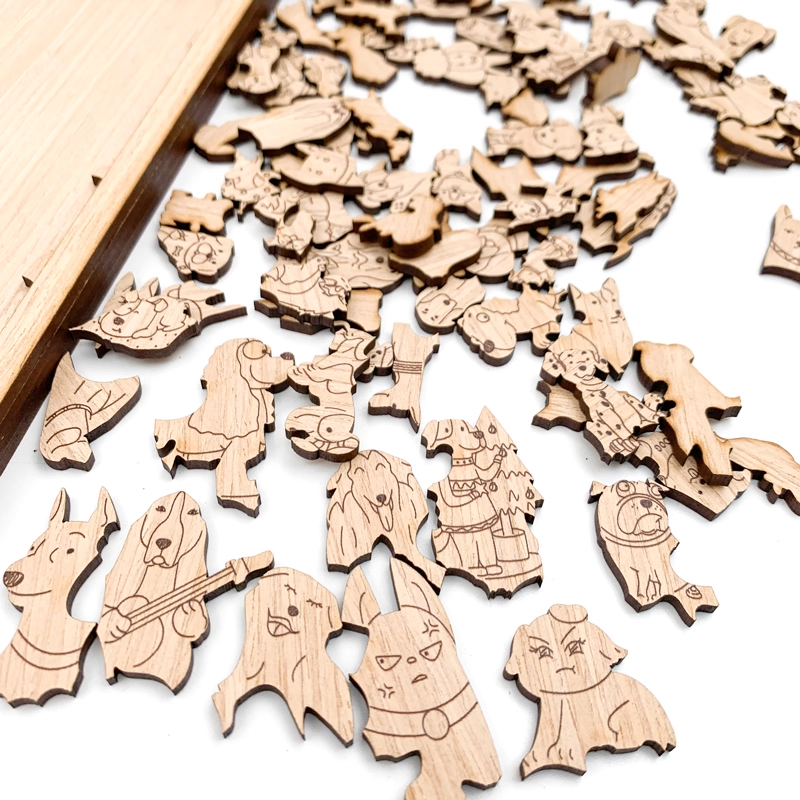 100 pcs Cat and Dog Shaped Wooden Jigsaw Puzzles