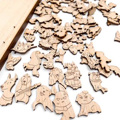 100 pcs Cat and Dog Shaped Wooden Jigsaw Puzzles