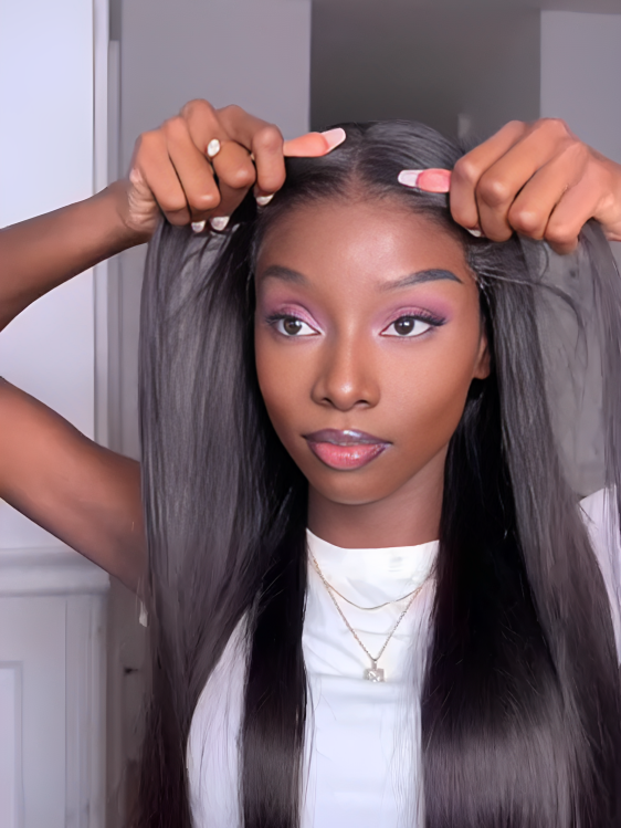 Brazilian Black Glueless Straight Hair For Women Natural Wig