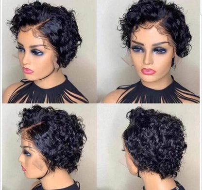 Black 6 Inch Short Wig Bob Curly Hair