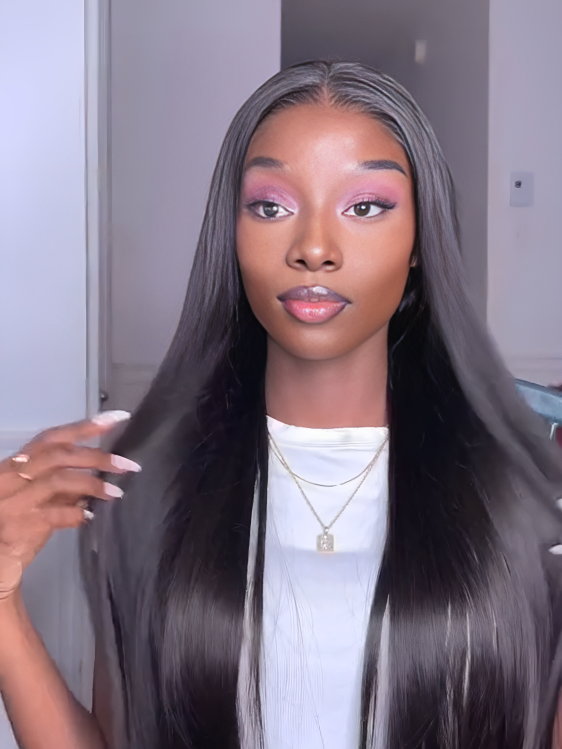 Brazilian Black Glueless Straight Hair For Women Natural Wig