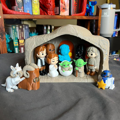 Space Nativity Set - Sci-fi Figures and Set - Science Fiction Inspired Gag Gift Novelty Toy Figures - Full Color