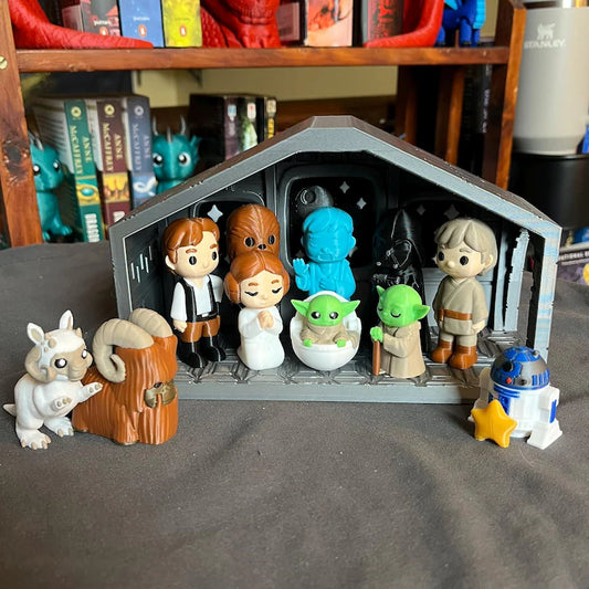 Space Nativity Set - Sci-fi Figures and Set - Science Fiction Inspired Gag Gift Novelty Toy Figures - Full Color