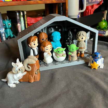Space Nativity Set - Sci-fi Figures and Set - Science Fiction Inspired Gag Gift Novelty Toy Figures - Full Color