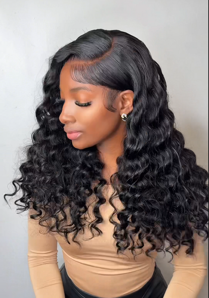 Bouncy Boba Wand Curls With Voluminous Density Pre-Plucked Pre Cut 7x5 13x4 Ready To Go Lace Wigs