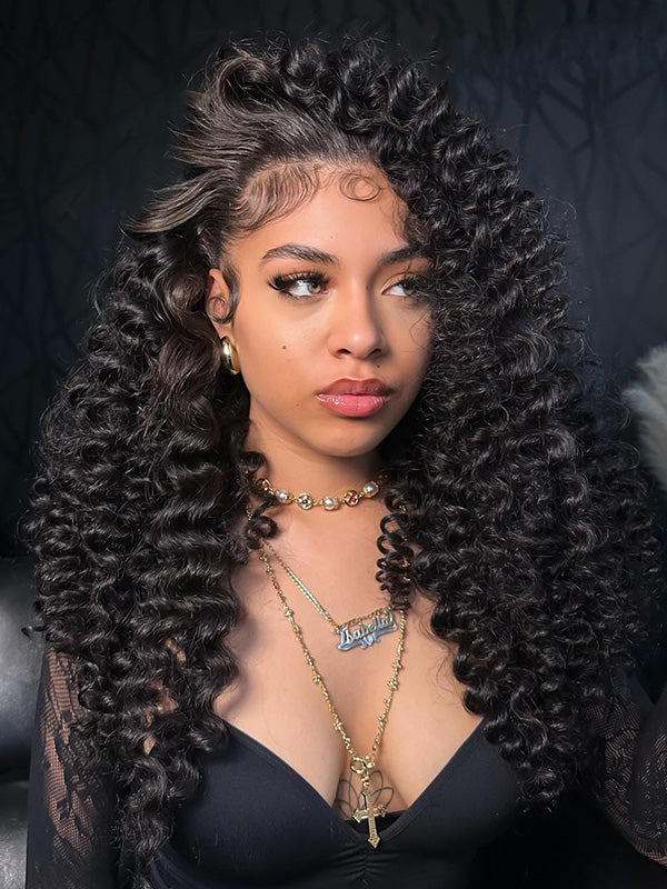 Bouncy Boba Wand Curls With Voluminous Density Pre-Plucked Pre Cut 7x5 13x4 Ready To Go Lace Wigs