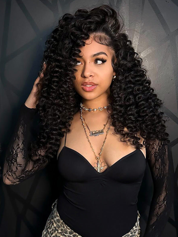 Bouncy Boba Wand Curls With Voluminous Density Pre-Plucked Pre Cut 7x5 13x4 Ready To Go Lace Wigs